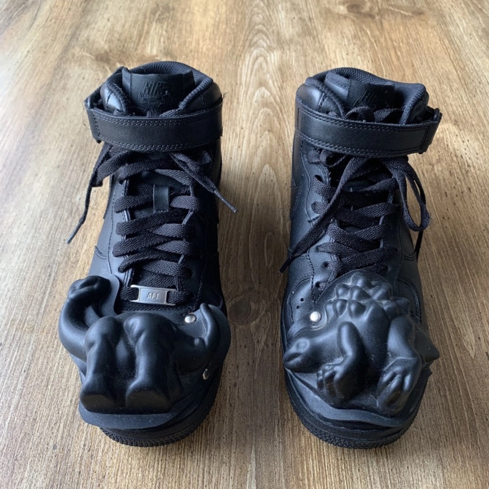CDG Nike AF1 Dino COMME DES GARCONS AIR FORCE DINOSAUR BLACK SIZE 7